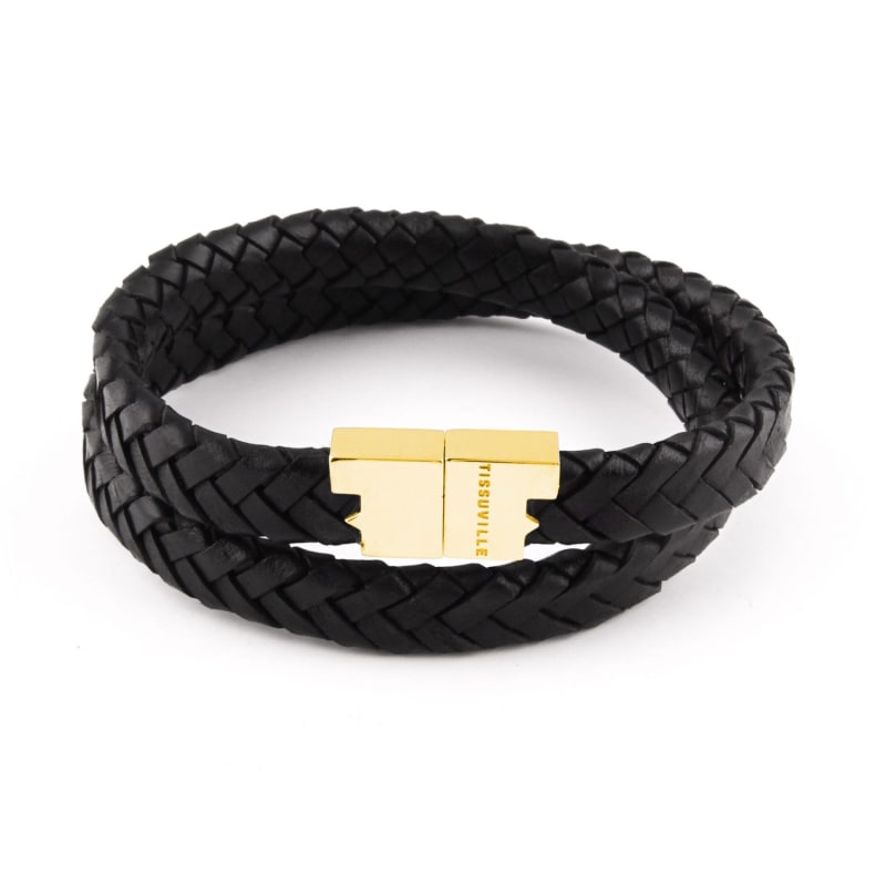 Men's double wrap leather bracelet deals