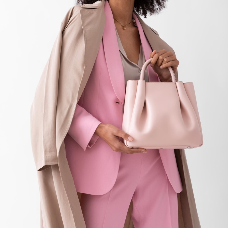 Loren Midi Leather Tote Bag - Blush Pink, Alexandra de Curtis