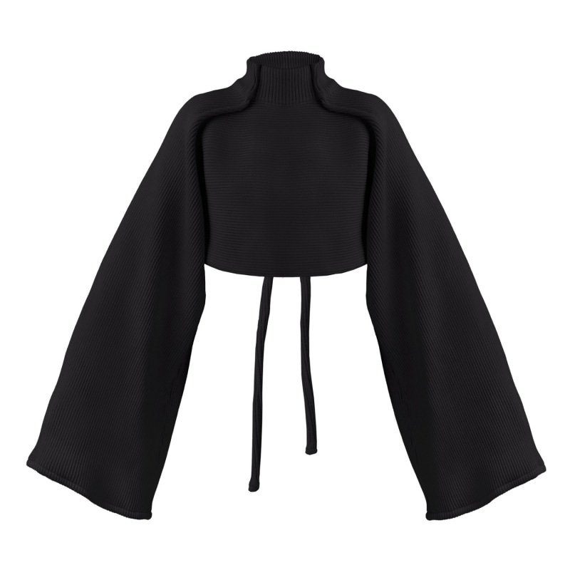 Amanita Oversized Cropped Jumper Black Rib Knit Kargede Wolf