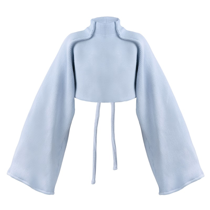 Amanita Oversized Cropped Jumper Blue Rib Knit Kargede Wolf