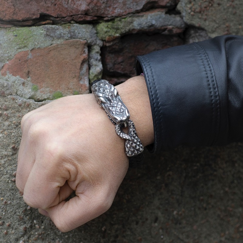 Thumbnail of Alligator Clasp Bracelet in Silver 18KT Gold and Rubies image