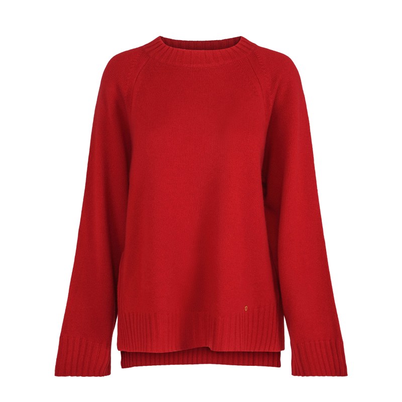 Thumbnail of Amber Chunky Pure Cashmere Pullover In Claret Red image