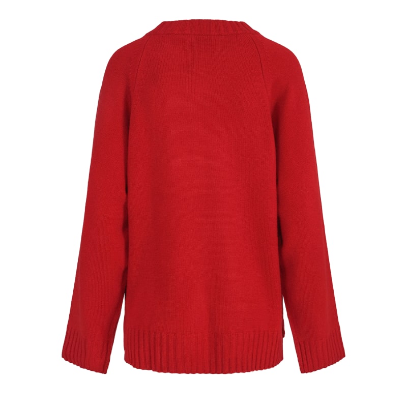 Thumbnail of Amber Chunky Pure Cashmere Pullover In Claret Red image