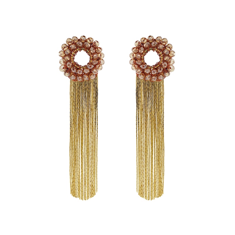 Thumbnail of Amber & Gold Sadie Handmade Crochet Earrings image