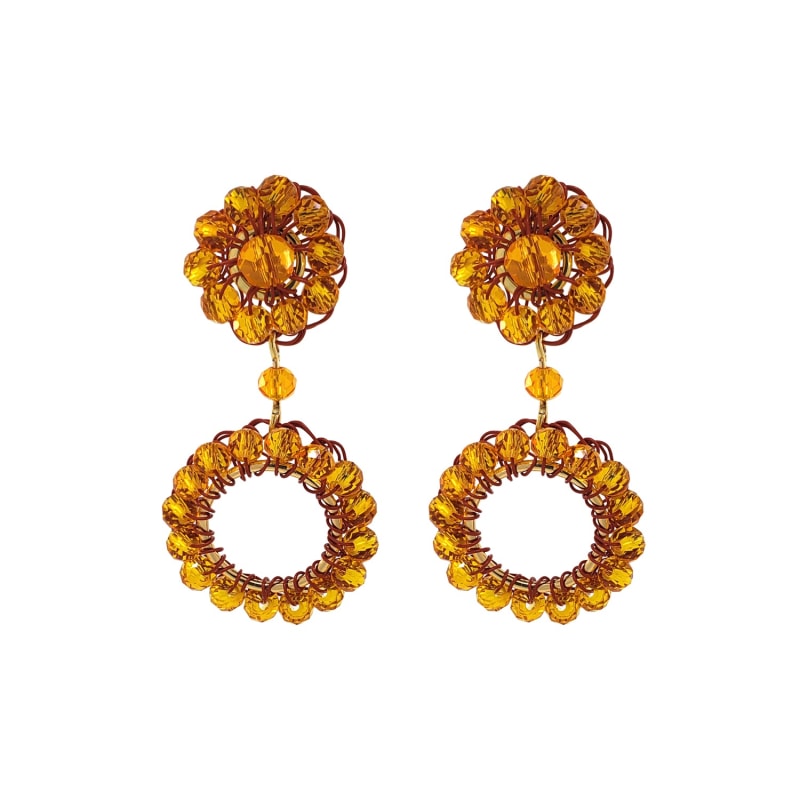 Thumbnail of Amber Orange Leah Mini Handmade Crochet Earrings image