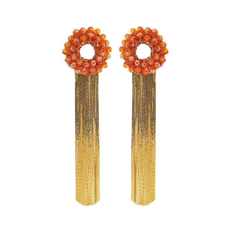 Thumbnail of Amber Orange Sadie Handmade Crochet Earrings image