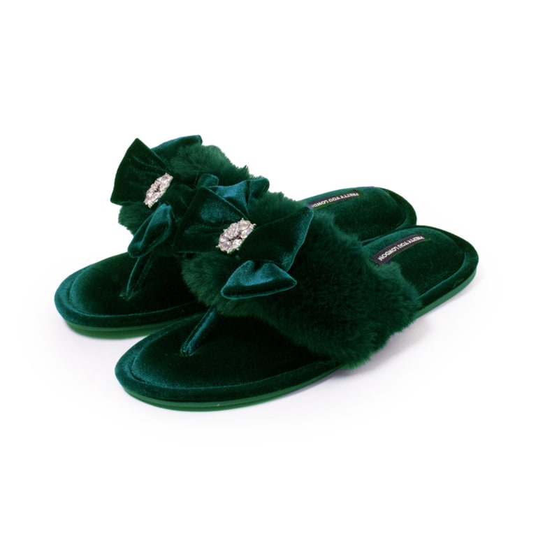 Faux fur toe post slippers online
