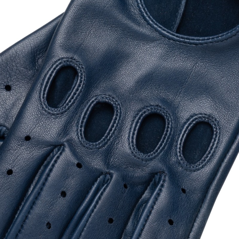 Thumbnail of Arezzo - Women's Leather Driving Gloves In Jeans Blue Nappa Leather image