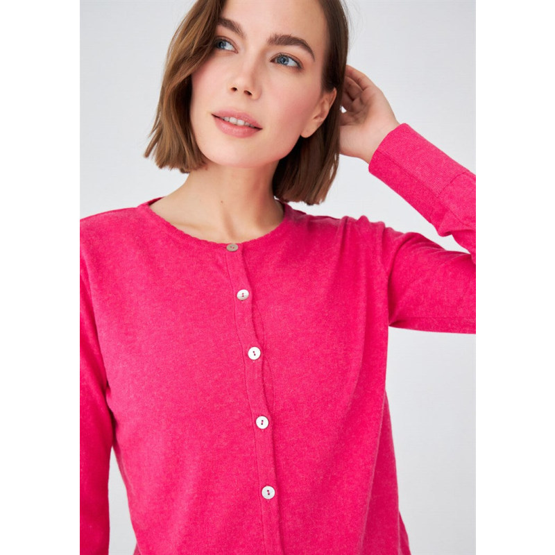 Classic Basic O-Neck Knitwear Cardigan - Fuchsia | Peraluna | Wolf & Badger