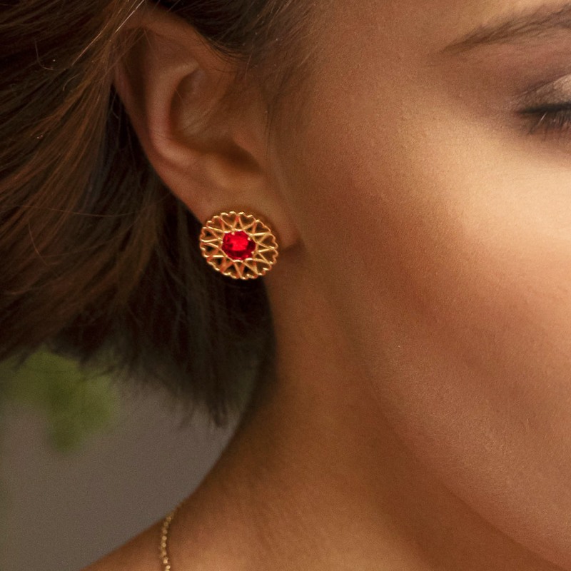 Thumbnail of Amoare® Paris Earrings In Gold Vermeil - Ruby Red image