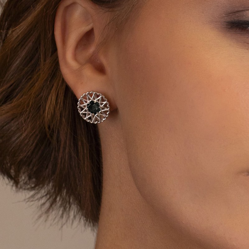 Thumbnail of Amoare® Paris Earrings In Sterling Silver - Onyx Black image