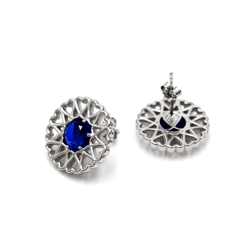 Thumbnail of Amoare® Paris Earrings In Sterling Silver - Sapphire Blue image