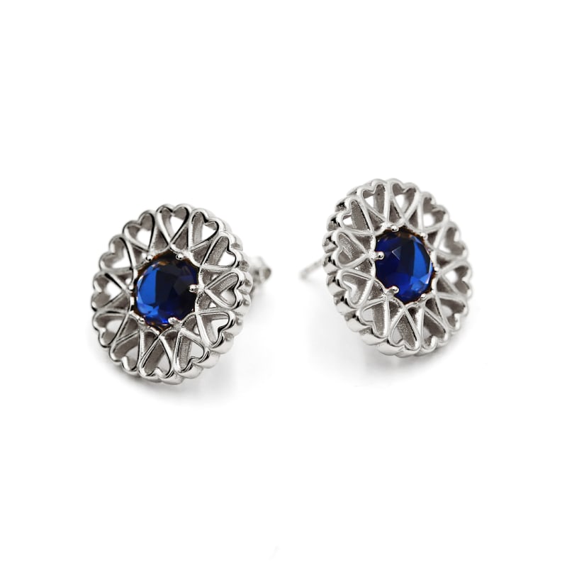 Thumbnail of Amoare® Paris Earrings In Sterling Silver - Sapphire Blue image