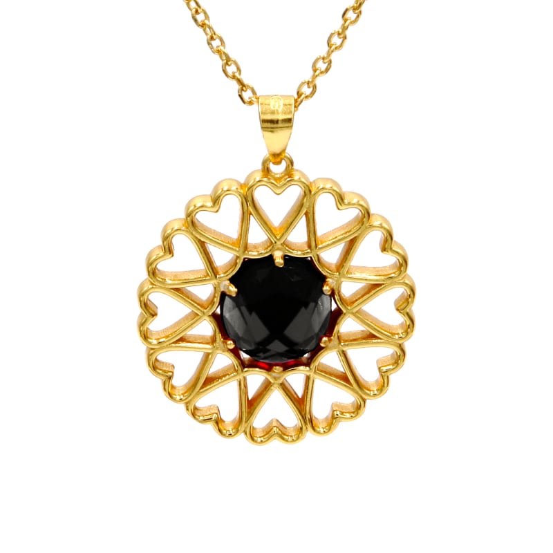 Thumbnail of Amoare® Paris Large Necklace In Gold Vermeil - Onyx Black image