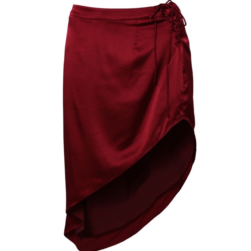 Thumbnail of Amour Red Silk Midi Skirt image