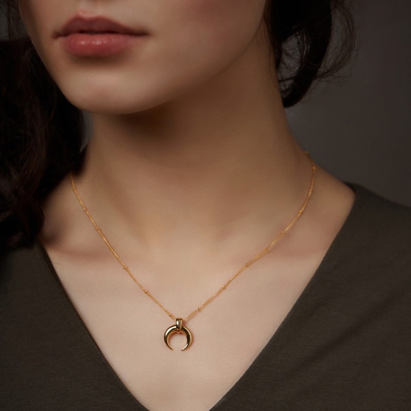 Thumbnail of Amun Horn Gold Vermeil Cz Necklace image