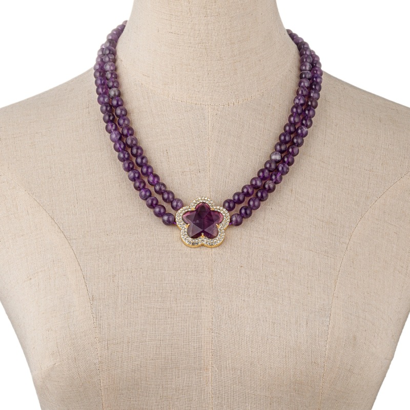 Thumbnail of Amy Amethyst Double Beaded Necklace image