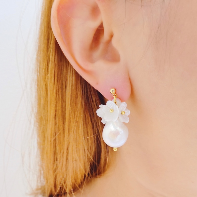 Thumbnail of Amy Flower Blossom Pearl Earrings image