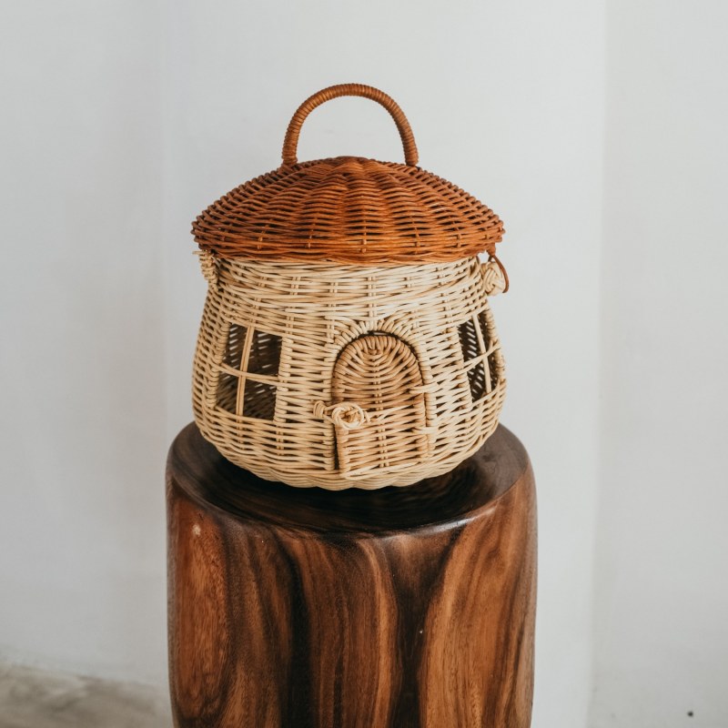 Thumbnail of Valentina Rattan Mushroom House Basket Bag image