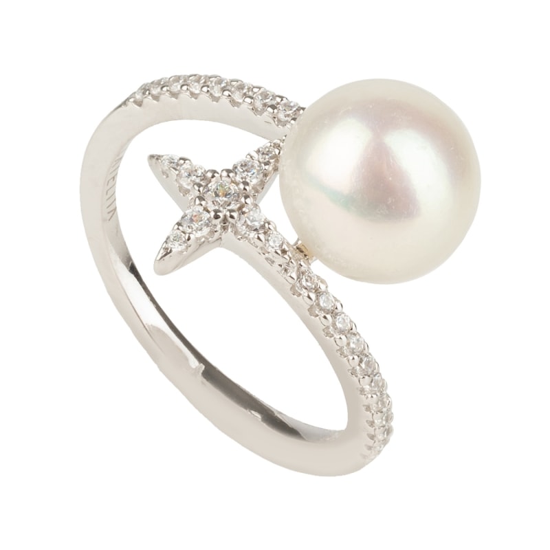 Thumbnail of Ellie Star Pearl Ring White Silver image