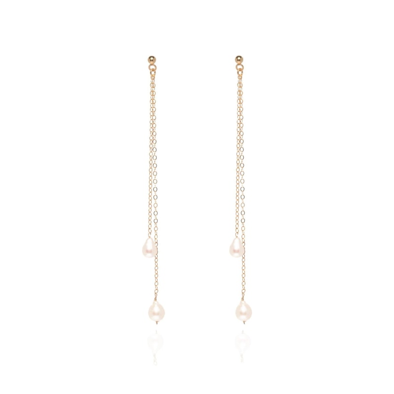 Thumbnail of Anais Pearl Layered Gold Drop Earrings image