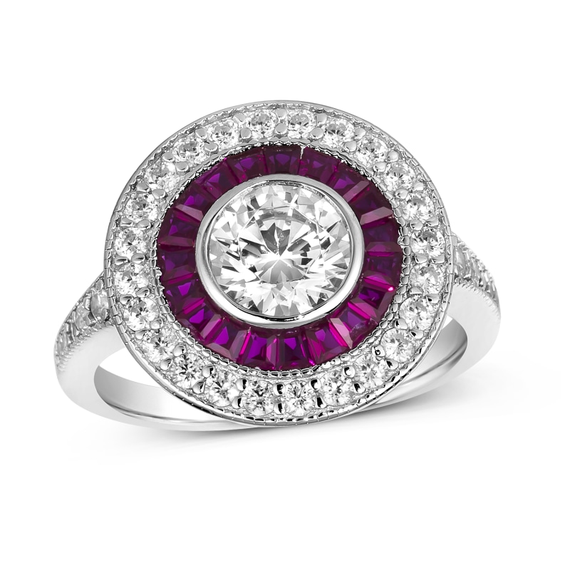 Thumbnail of Anastasia Halo Ring Ruby Red image