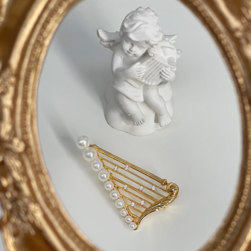 Thumbnail of Angel Pearl Harp Brooch image