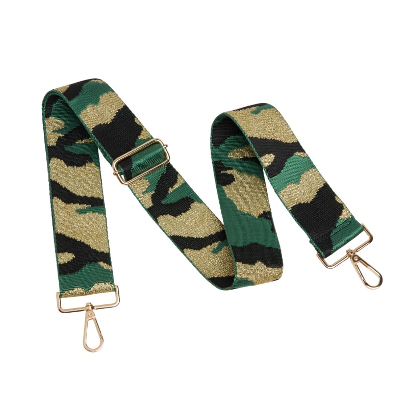 Thumbnail of Crossbody Strap - Green Camo Print Gold Hardware image