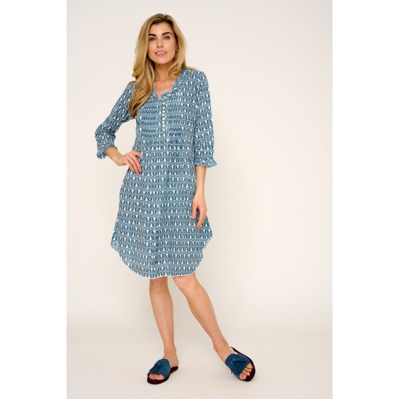 Annabel Cotton Tunic In Fresh Navy & White | At Last... | Wolf & Badger