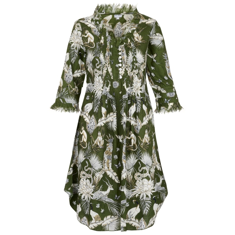 Annabel Cotton Tunic In Olive Green Tropical | At Last... | Wolf & Badger