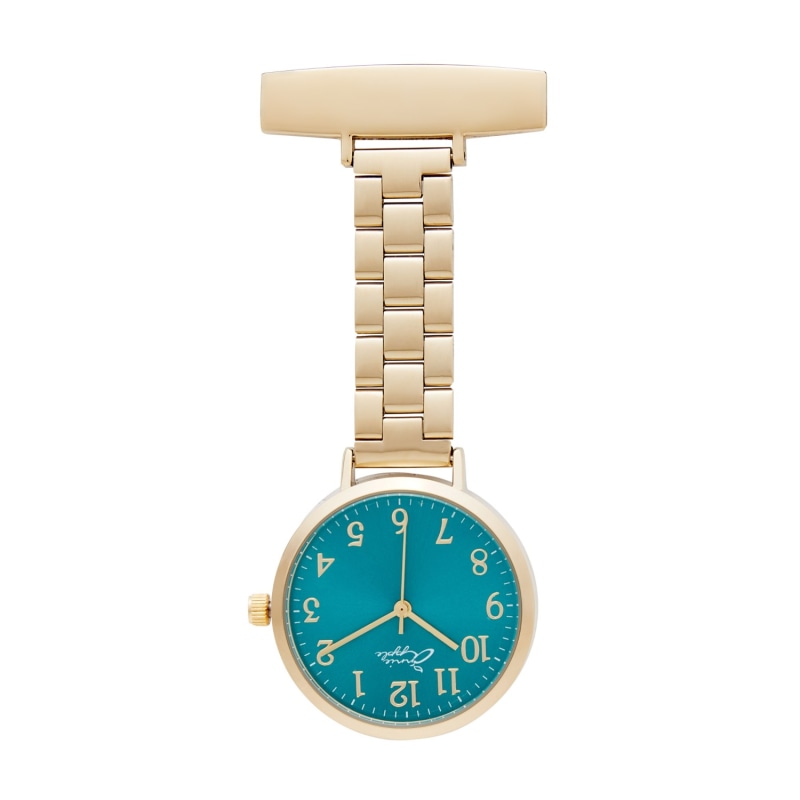 Thumbnail of Annie Apple Meraki Teal Green Gold Link Nurse Fob Watch image