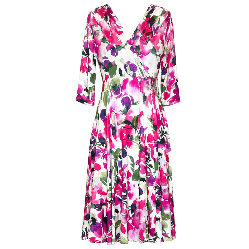 Thumbnail of Annie Floral Dress In Fuchsia Florals Print image