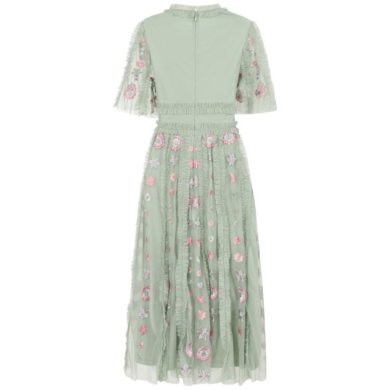 Thumbnail of Anthea Floral Embroidered Midi Dress - Green image