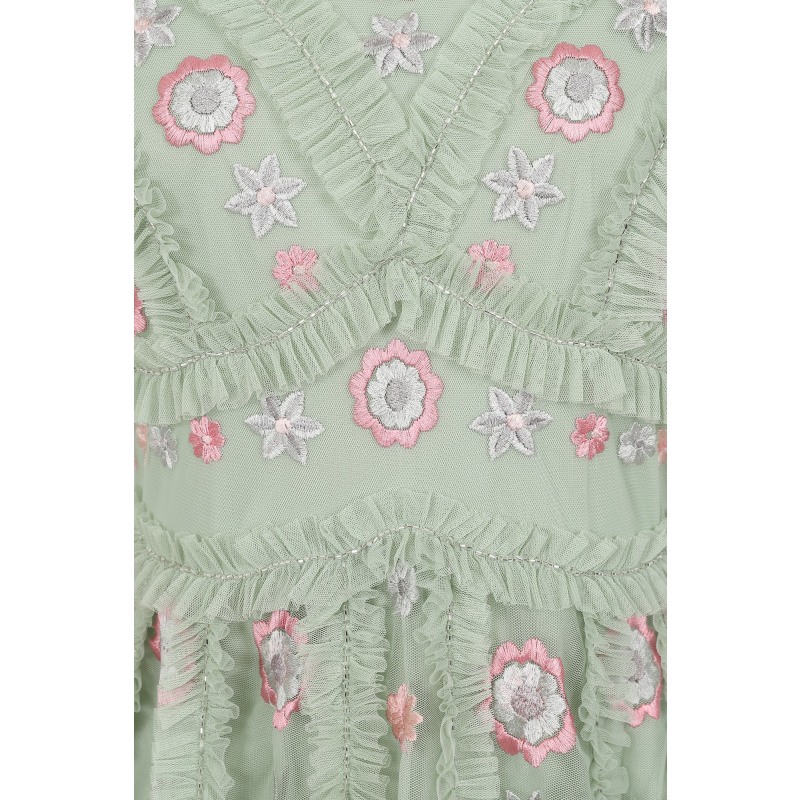 Thumbnail of Anthea Floral Embroidered Midi Dress - Green image