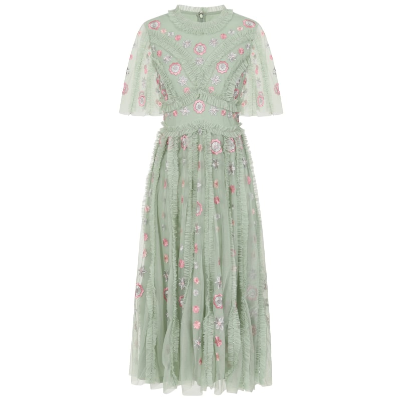 Thumbnail of Anthea Floral Embroidered Midi Dress - Green image