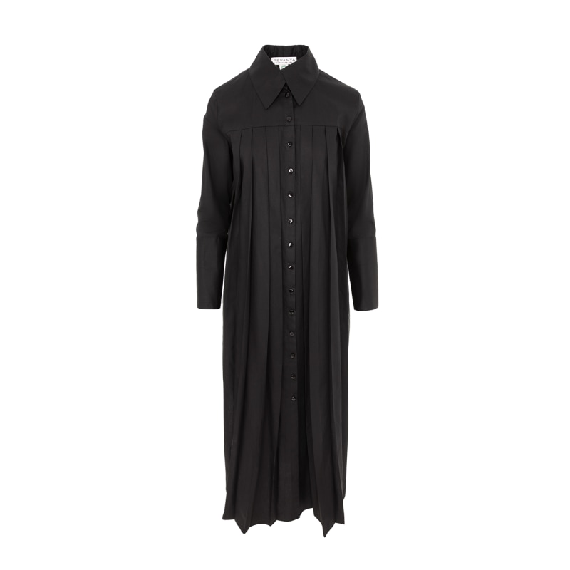 Thumbnail of Antoine | Gots Organic Cotton Pleated Shirt Dress In Black image