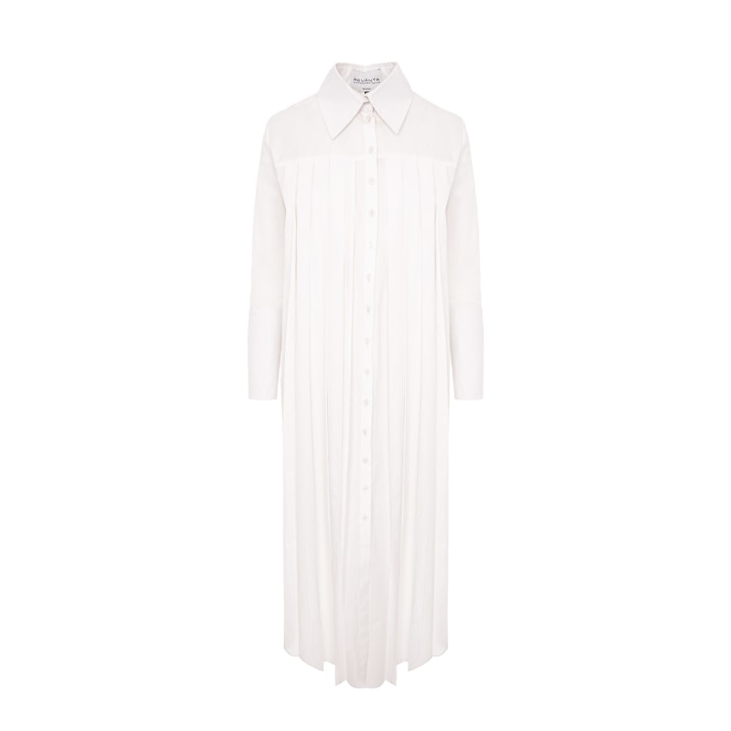 Thumbnail of Antoine | Gots Organic Cotton Pleated Shirt Dress In White image