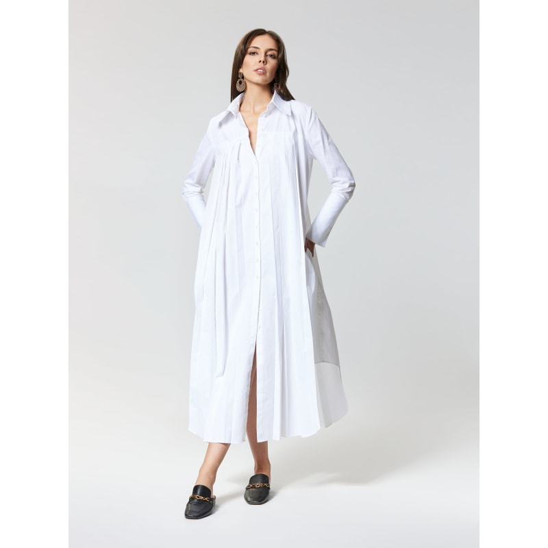 Thumbnail of Antoine | Gots Organic Cotton Pleated Shirt Dress In White image
