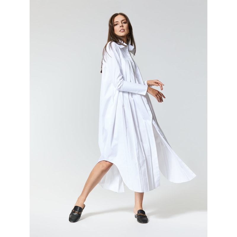 Thumbnail of Antoine | Gots Organic Cotton Pleated Shirt Dress In White image