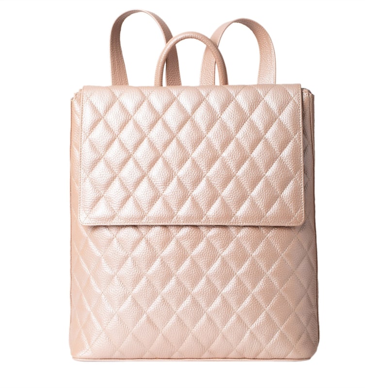Pink leather backpack purse sales