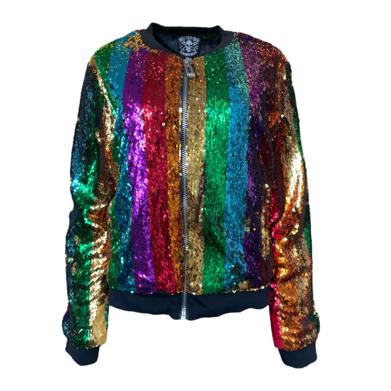 Rainbow glitter jacket sales