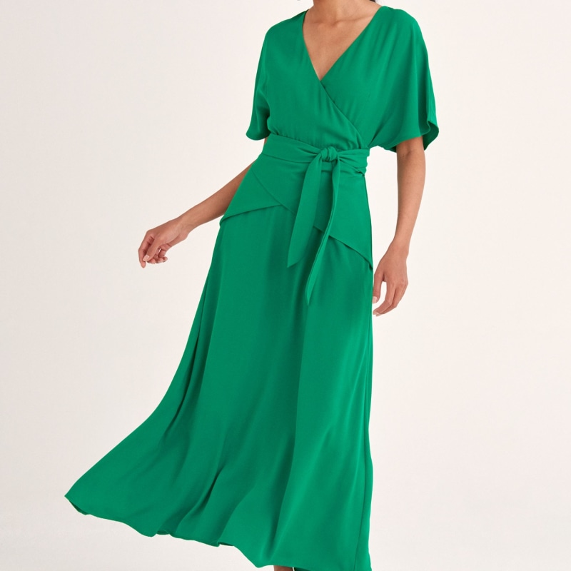 Bell Sleeve Maxi Dress In Green | PAISIE | Wolf & Badger
