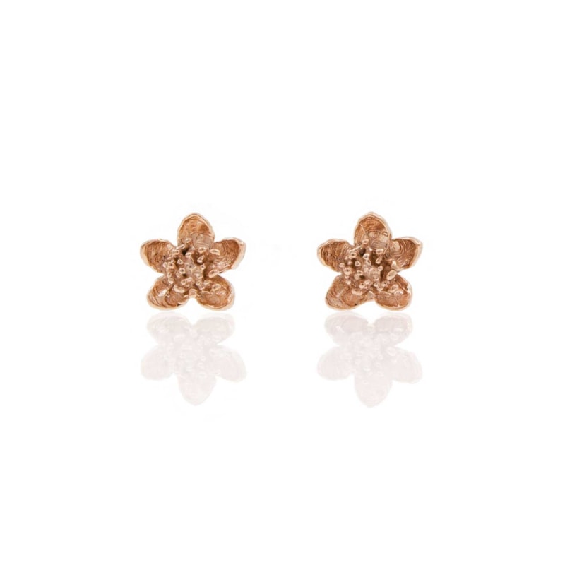 Diamond Flower Star Blossom Stud Earrings Single Gem