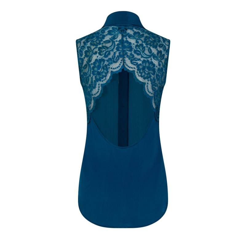 Thumbnail of Teal Lace Back Top image