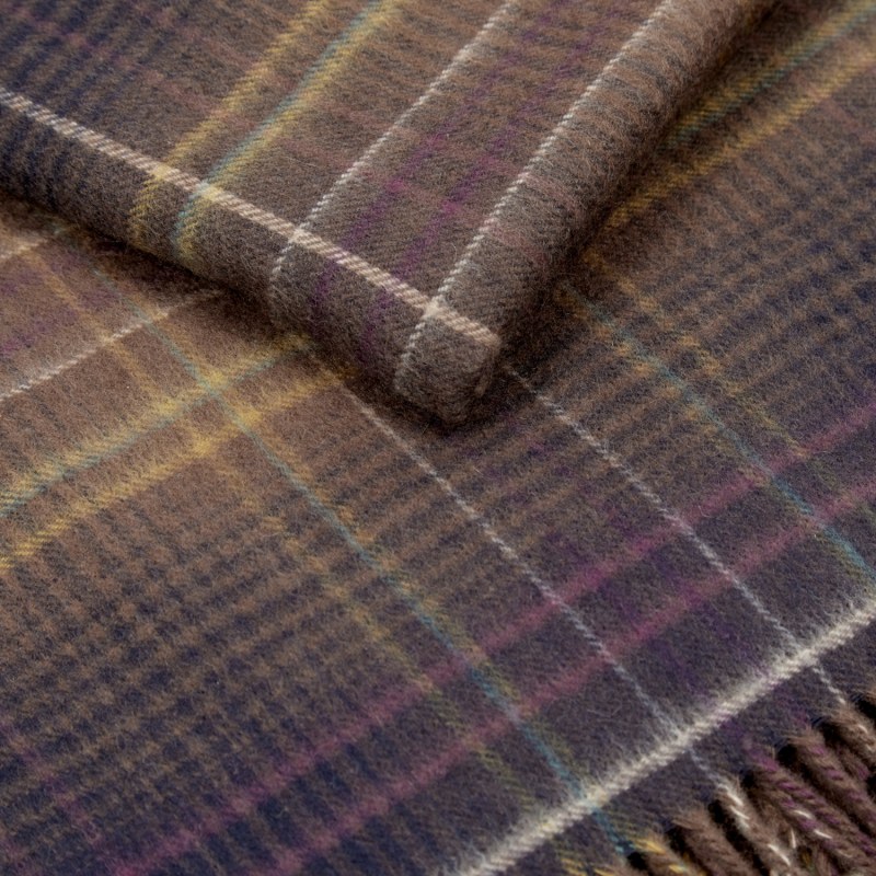 Thumbnail of Cashmere Throw in Dark Purple, Navy and Mustard Plaid image