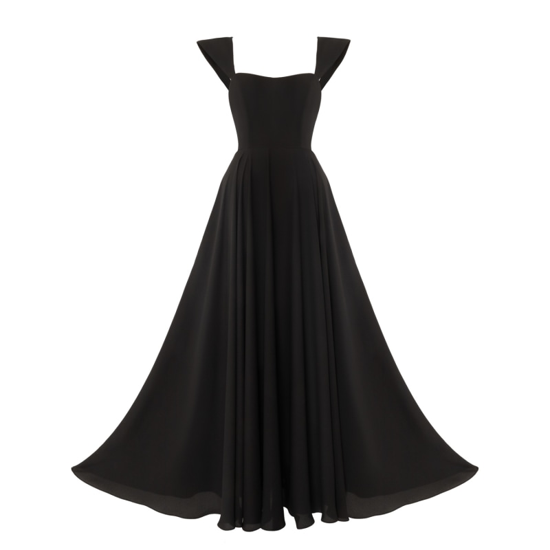 Thumbnail of Apex Maxi Dress With Sailor Collar Straps And Open Back In Midnight Black image