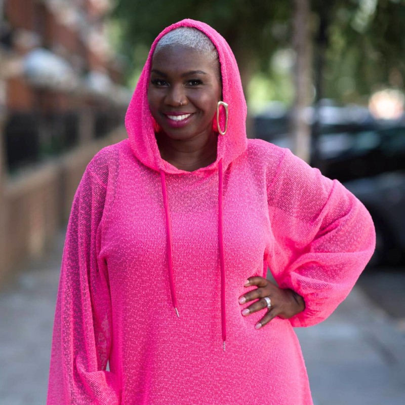 Thumbnail of Aphrodite Hot Pink Holiday Resort Midi Dress With Hoodie image