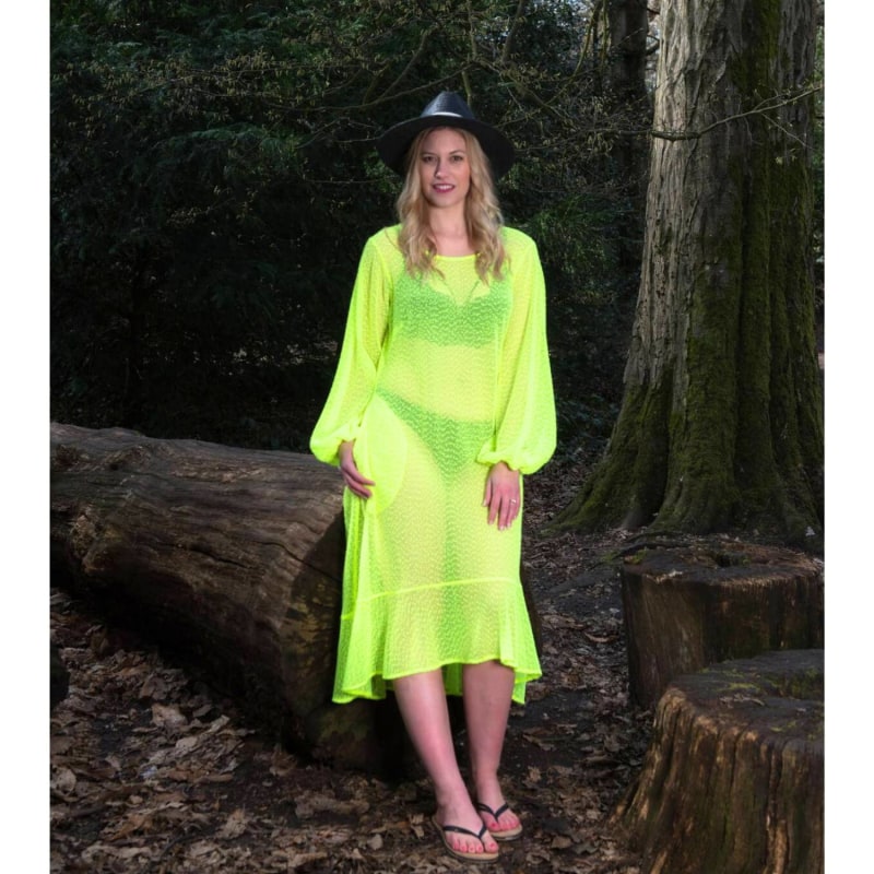 Thumbnail of Aphrodite Neon Lime Holiday Resort Midi Dress image