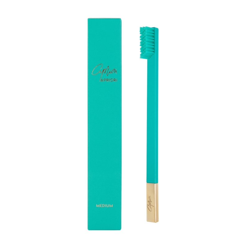 Thumbnail of Apriori Turquoise Blue Gold Medium Toothbrush image