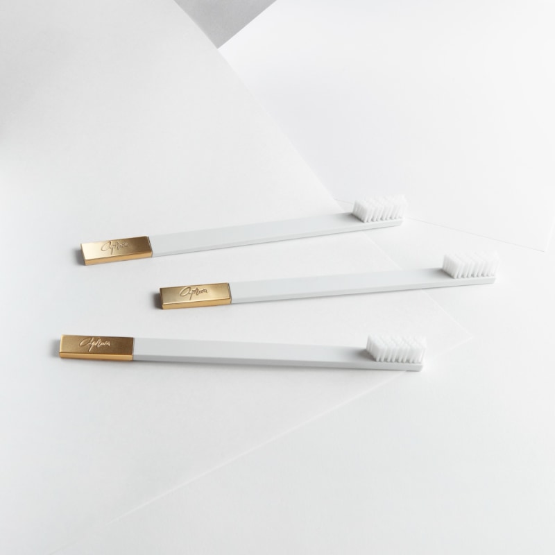 Thumbnail of Apriori White Gold Medium Toothbrush image